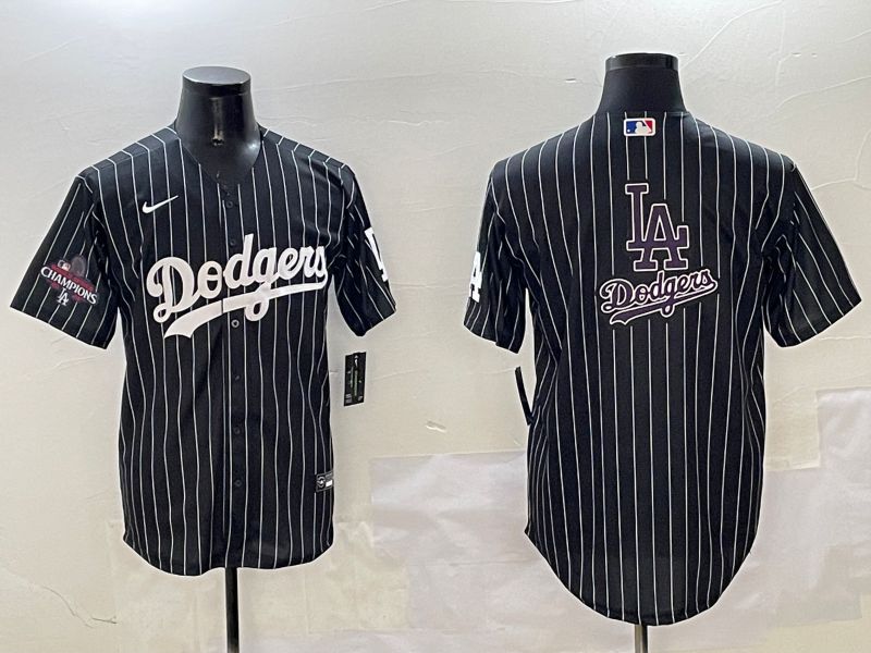 Men Los Angeles Dodgers Blank Black Stripe Jointly Name 2025 Nike MLB Jersey style 19